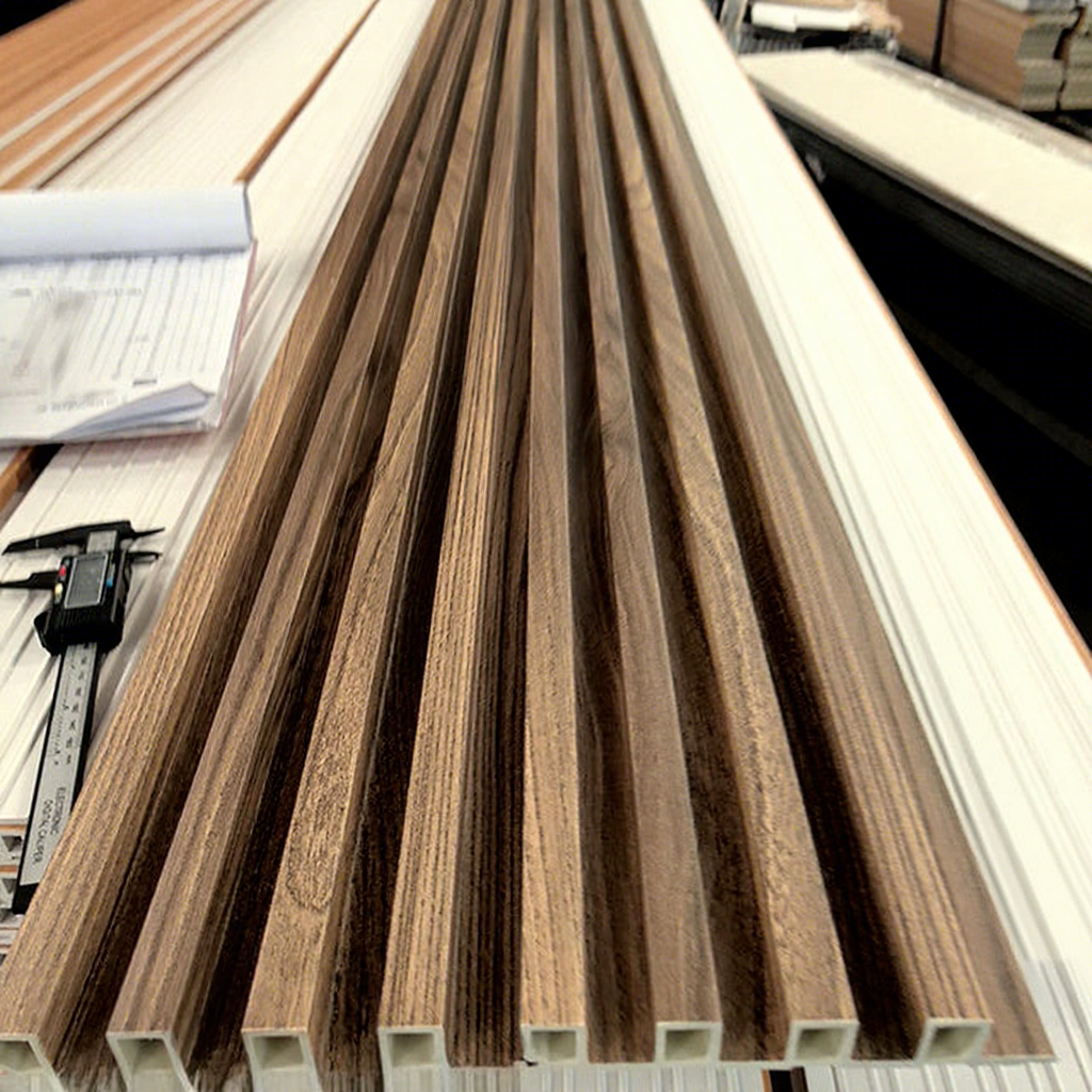 WPC Fluted Wall Panels - Acoustic 3D Slat Wall Paneling (8-Pack)